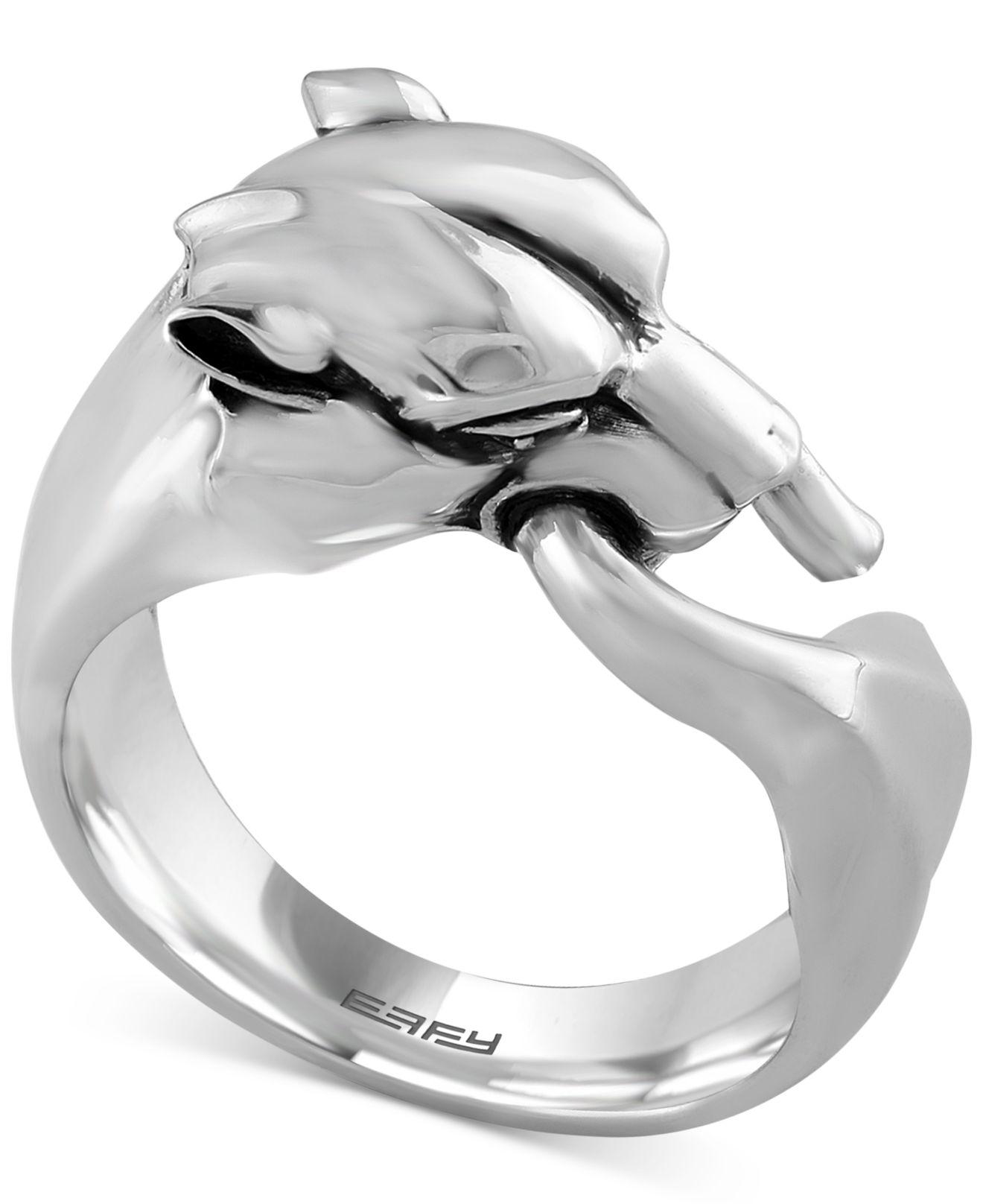 Effy Collection Men's Panther Head Ring In Sterling Silver in Metallic