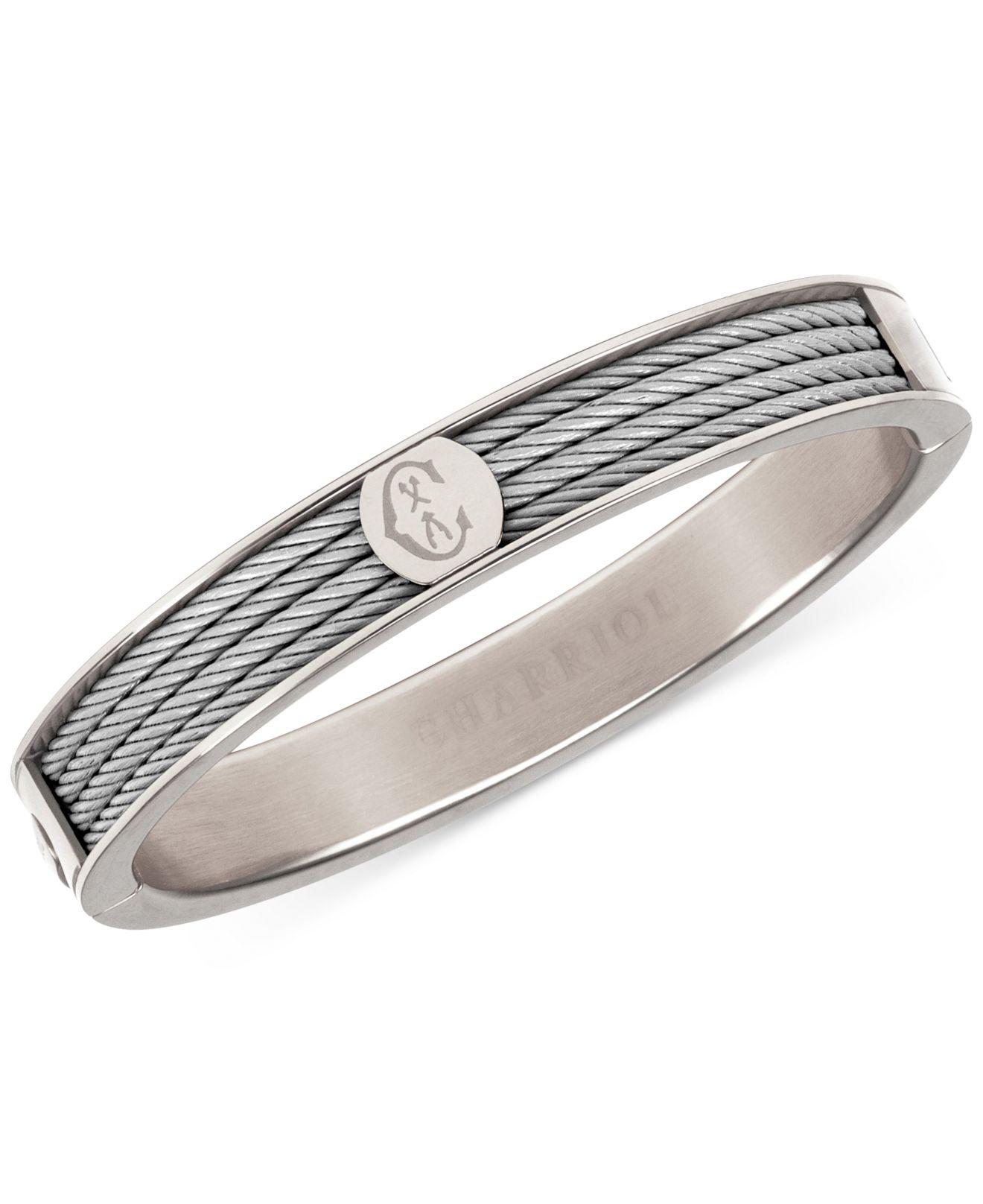 Charriol Logo Bangle Bracelet In Stainless Steel in Metallic Lyst