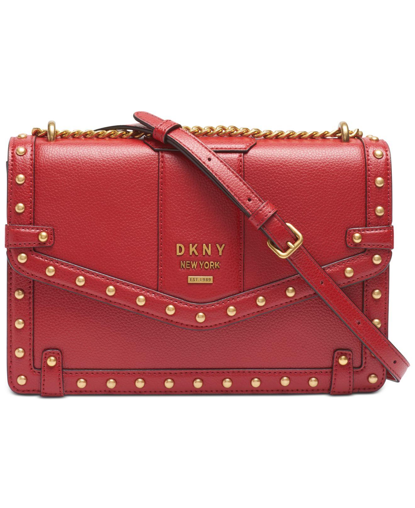 DKNY Leather Whitney Studded Shoulder Bag, Created For Macy's in Bright Red/Gold (Red) Lyst