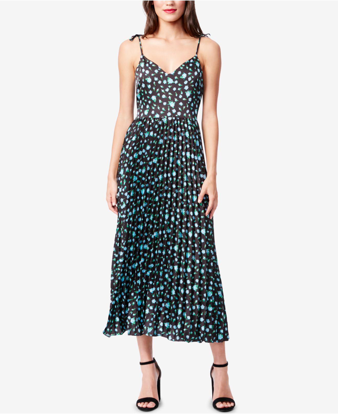 Lyst Betsey Johnson Floral Pleated Midi Dress in Blue