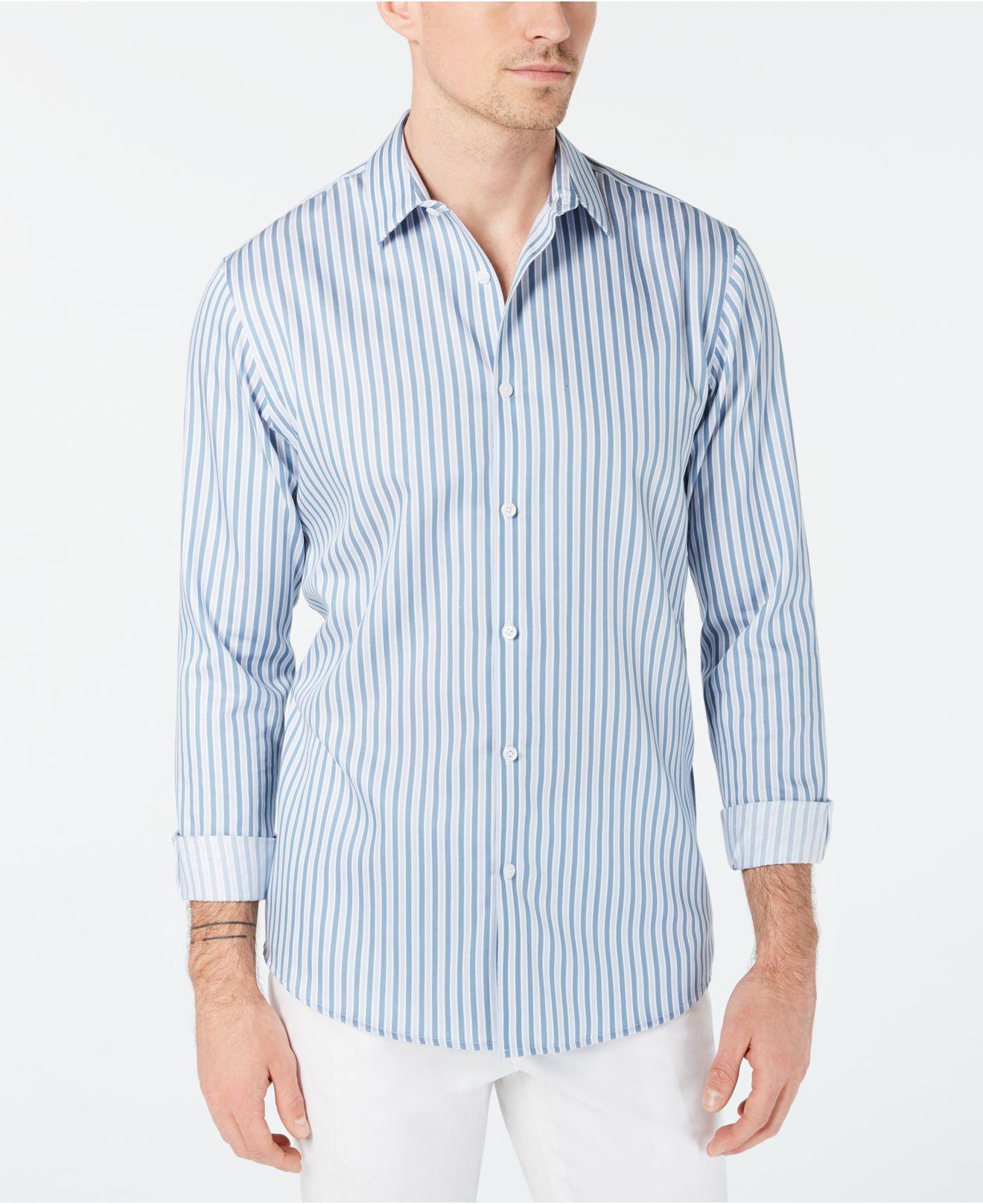 vertical striped shirt blue