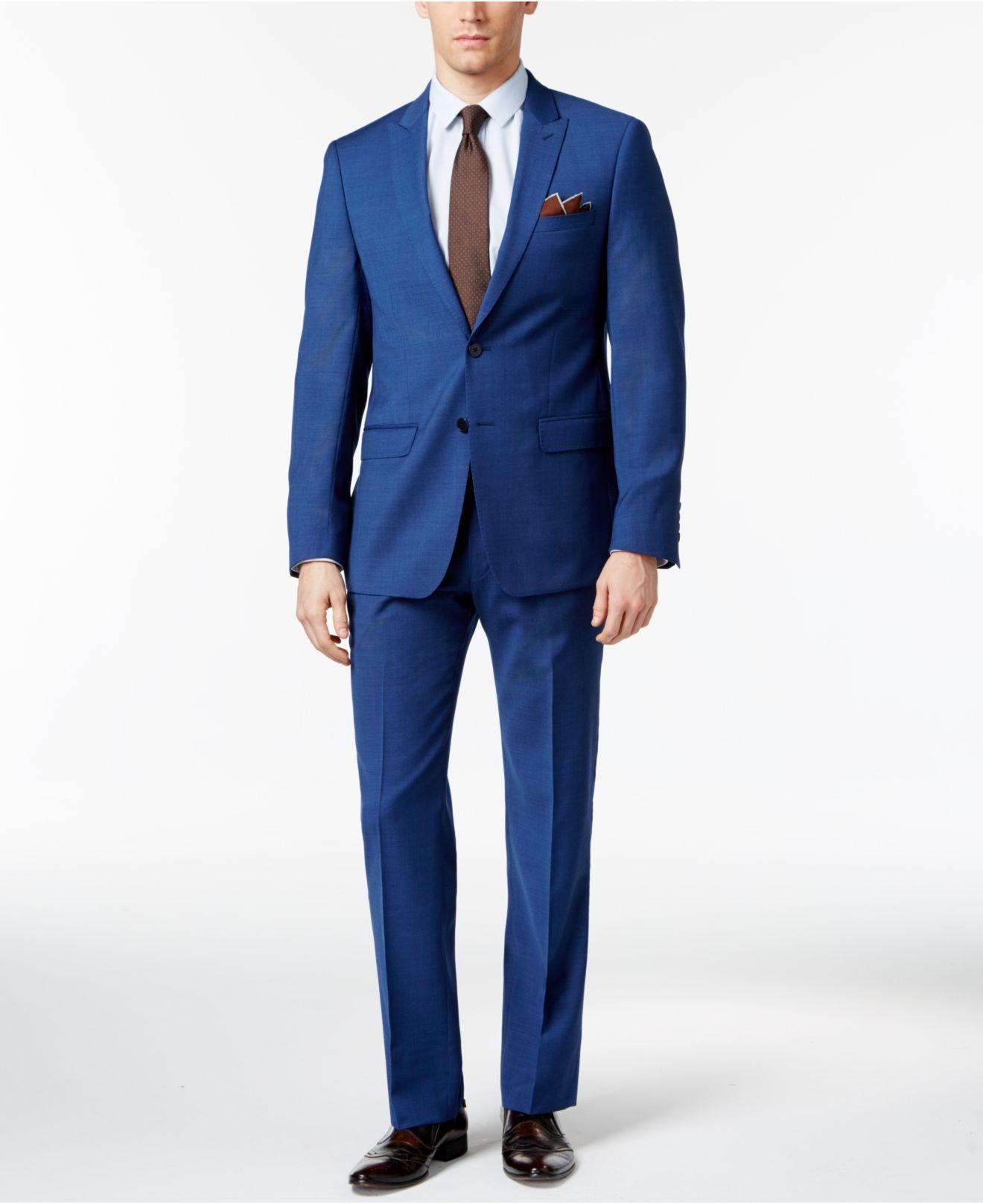 Calvin klein Extra-slim Fit High Blue Pindot Suit in Blue for Men | Lyst