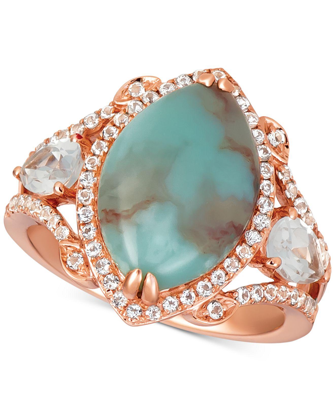 Lyst Le Vian Sky Aquaprase 15 X 10mm White Topaz 1 1 6 Ct T W   Le Vian Rose Gold Sky Aquaprase 15 X 10mm White Topaz 1 16 Ct Tw Statement Ring In 14k Rose Gold Created For Macys 