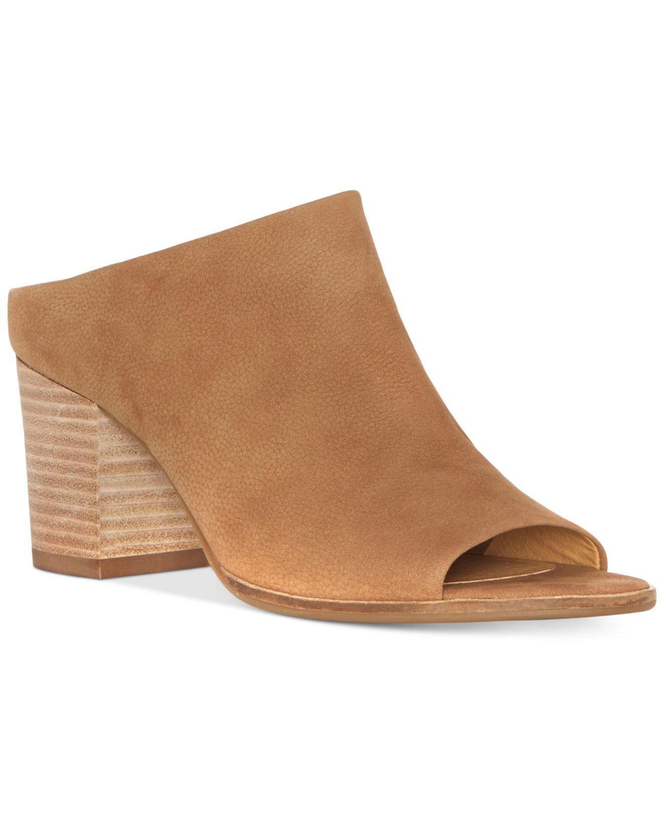 tan mule block heel