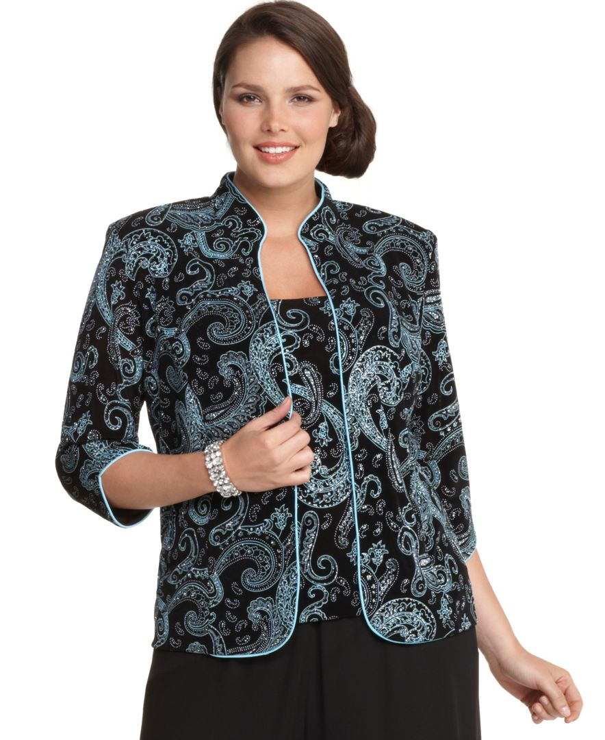 Alex evenings Plus Size Metallic Paisley Jacket And Shell in Black | Lyst