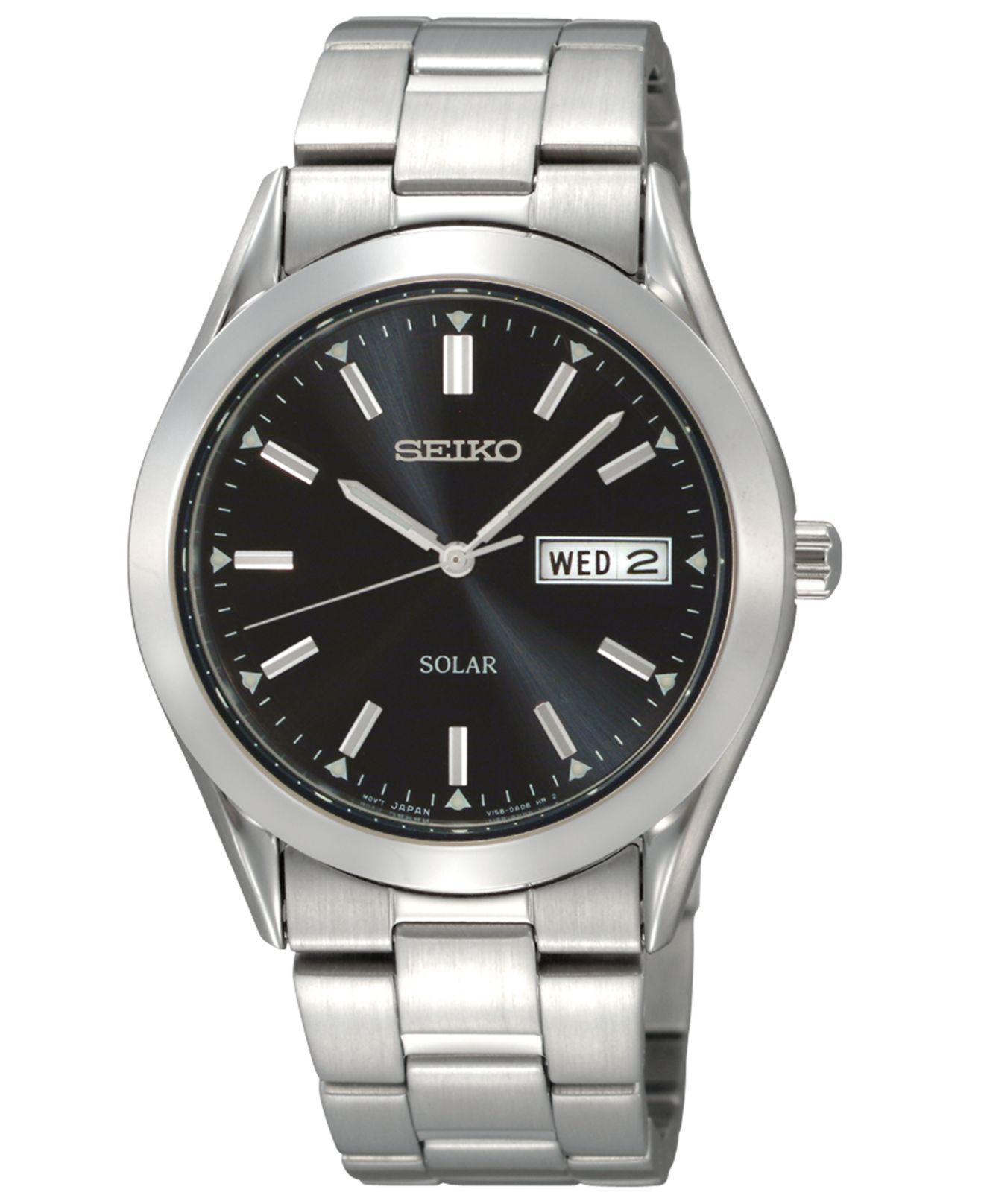 Lyst - Seiko Watch, Men's Solar Stainless Steel Bracelet 37mm Sne039 in ...