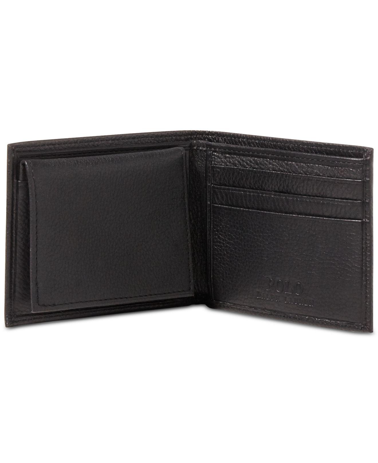 Polo Ralph Lauren Wallet, Pebbled Passcase in Black for Men - Lyst