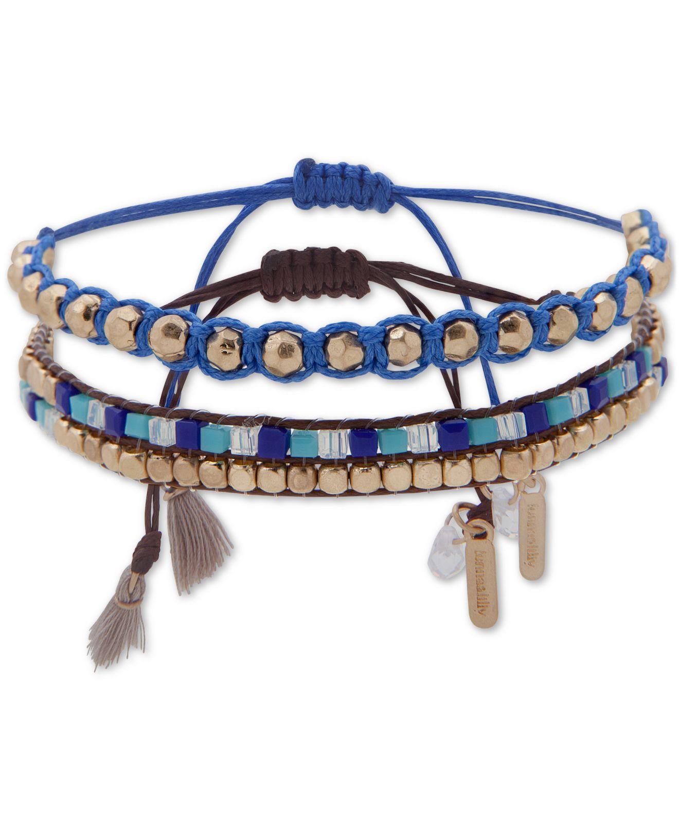 Lonna & Lilly Gold-tone 2-pc. Set Beaded Slider Bracelets in Blue - Lyst