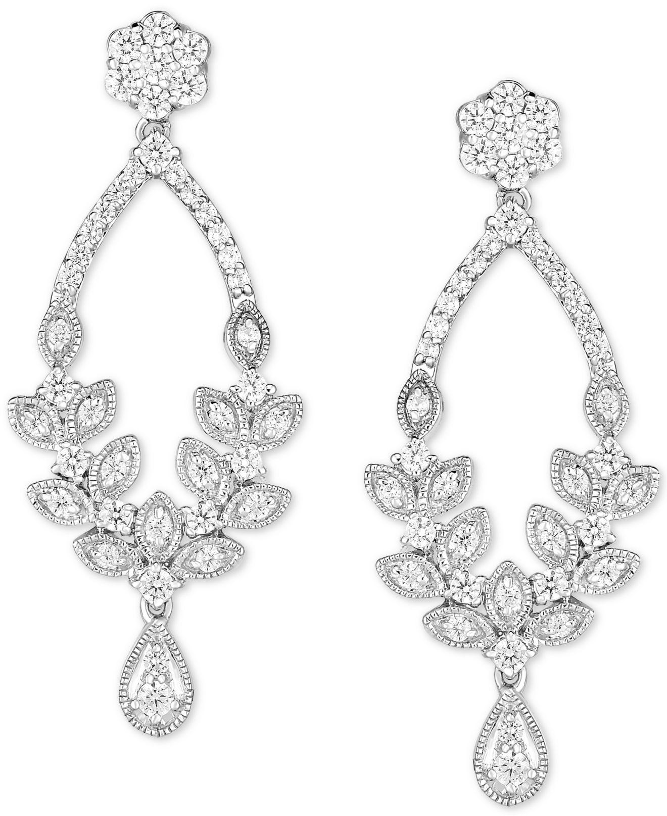 Lyst Macy S Diamond Chandelier Earrings 1 Ct T W In 14k White Diamond Chandelier Earrings 1 Ct T W In 14k White Gold View Fullscreen