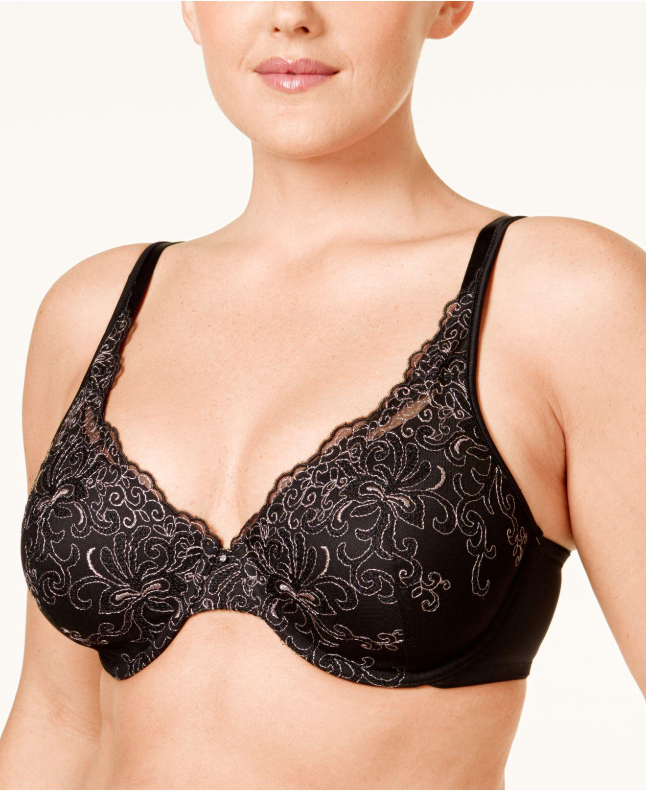 Lyst Playtex Secrets Side Smoothing Embroidered Underwire Bra 4513 In Black 