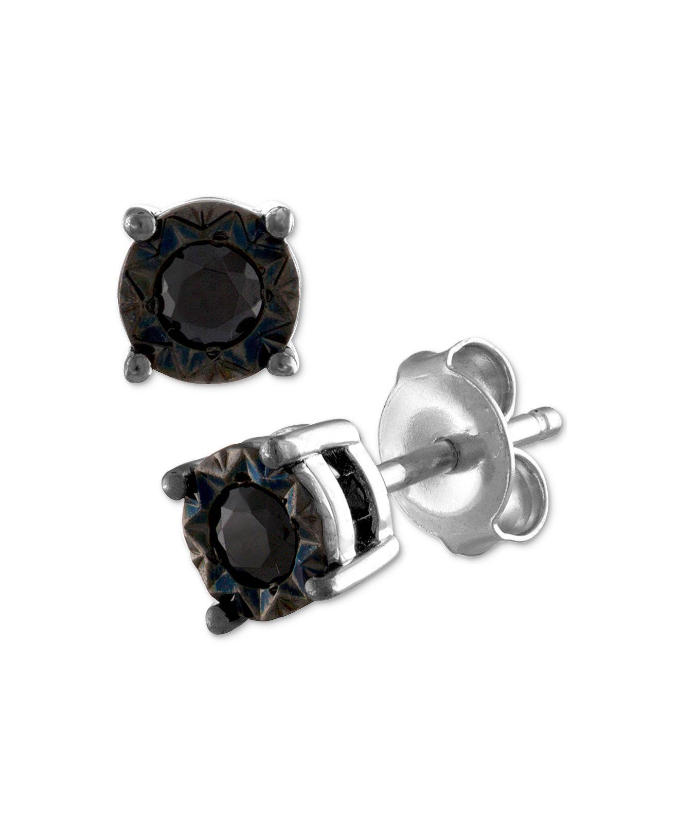 Lyst Macy S Black Diamond Stud Earrings 1 4 Ct T W In Sterling Macy S Women Metallic Black Diamond Stud Earrings