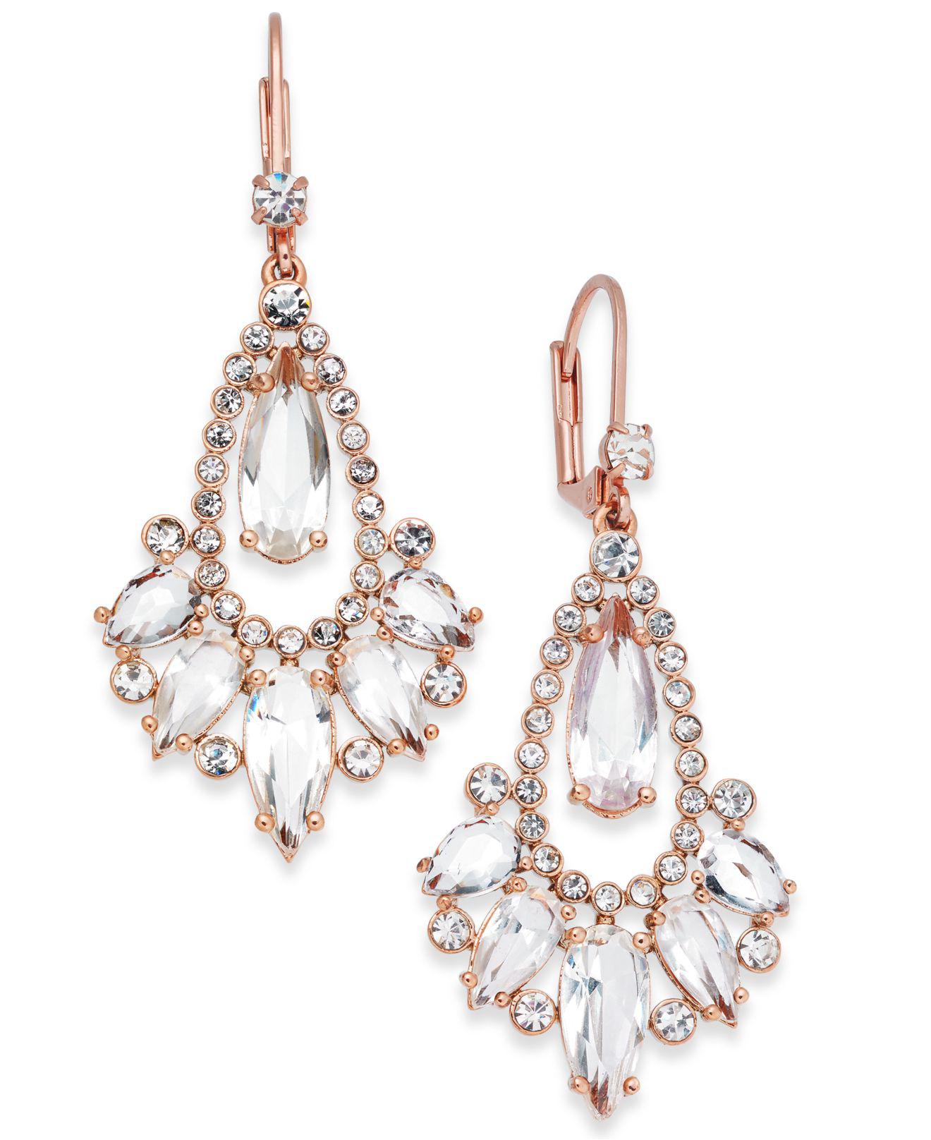 Lyst Kate Spade 14k Rose Gold Plated Crystal Teardrop Chandelier Gallery