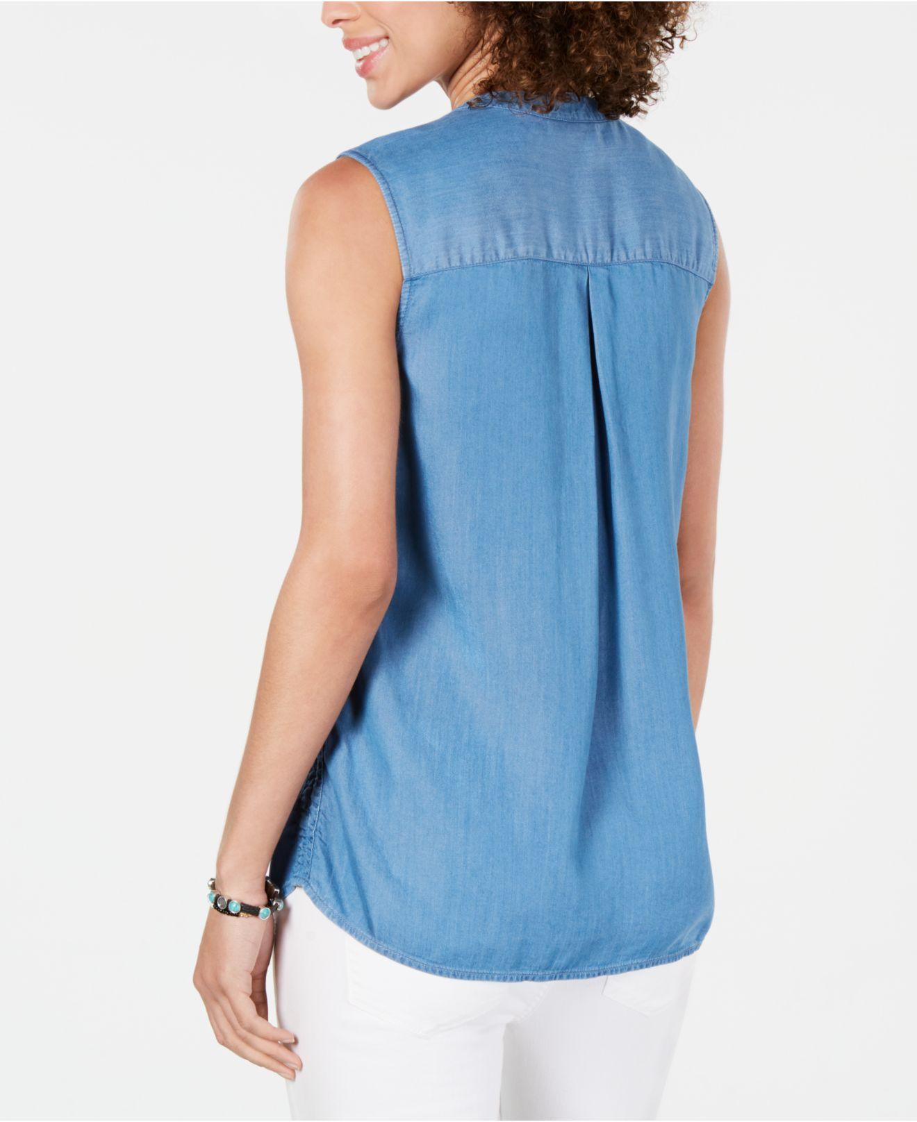 Style & Co. Side-seam Sleeveless Shirt, Created For Macy's in Blue ...
