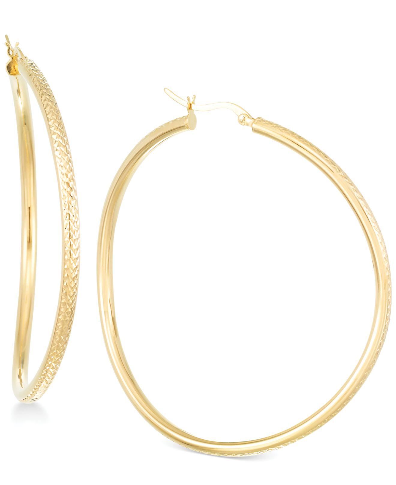 Macy's Wavy Round Hoop Earrings In 18k Vermeil Over Sterling Silver in ...