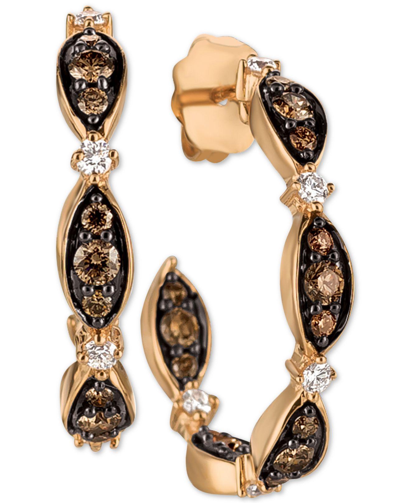 Le Vian Chocolatier® Diamond Hoop Earrings (3/4 Ct. T.w.) In 14k Rose Gold in Metallic Lyst
