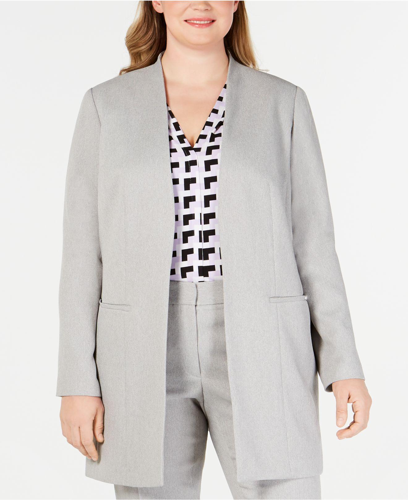 Lyst Calvin Klein Plus Size Open Front Elongated Blazer In White