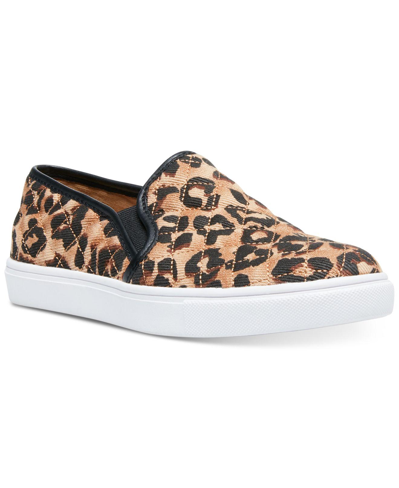 Steve Madden Ecentrcq Leopard Quilted Slip-on Sneakers in Brown - Lyst