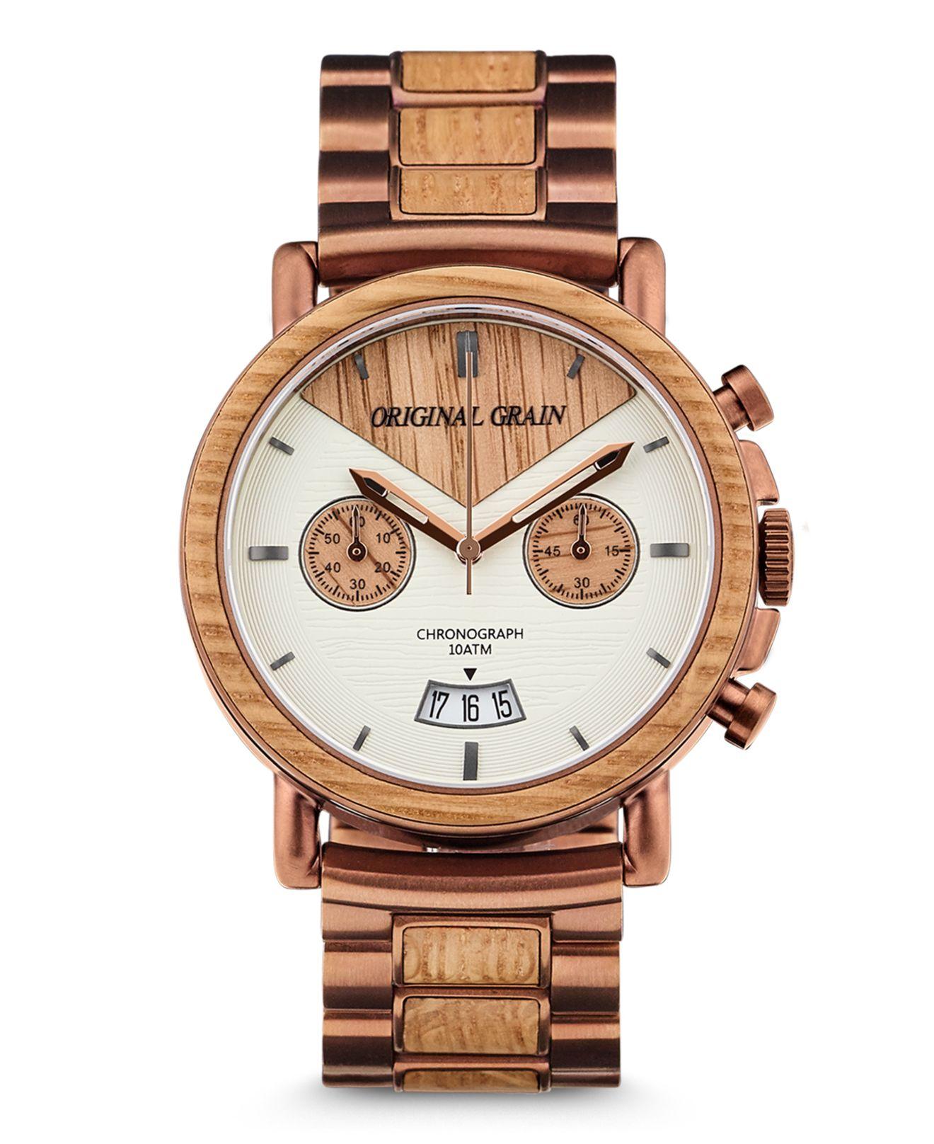 Lyst - Original Grain Mens Chronograph Reclaimed Whiskey ...