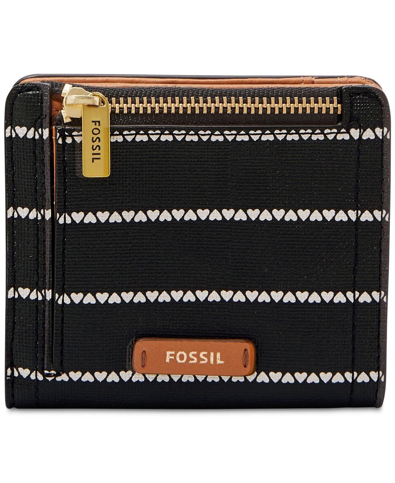 Fossil Logan Small Rfid Bifold Wallet Black/white in Black Lyst