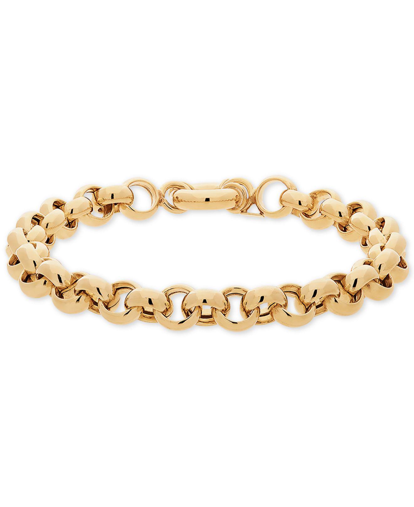Macy's Round Rolo Link Bracelet In 14k Goldplated Sterling Silver in