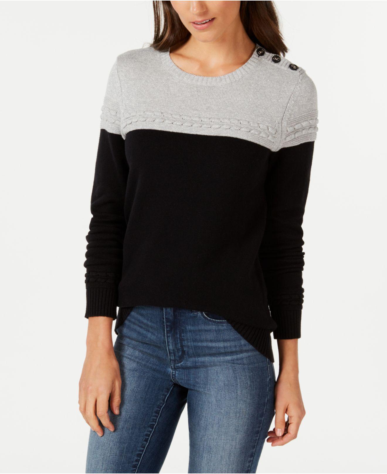 Lyst Charter Club Petite Colorblocked Buttontrim Sweater, Created