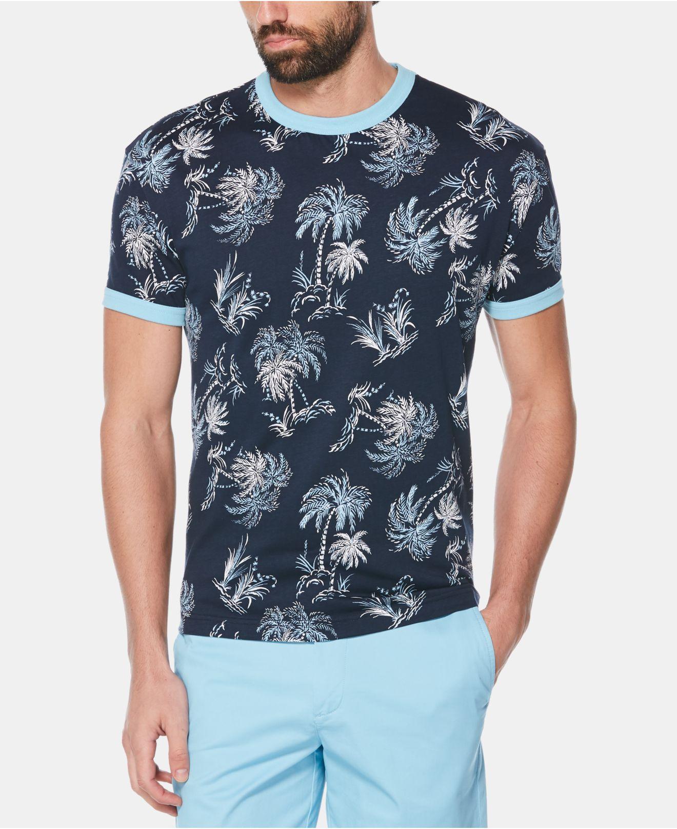 Original Penguin Palm-print T-shirt in Blue for Men - Lyst
