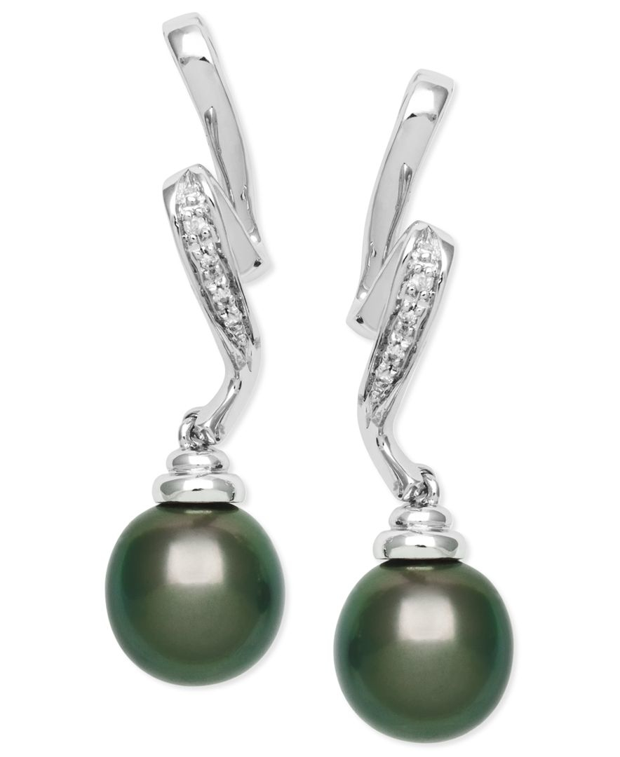 Black Pearl Earrings Macys Belpearl Tahitian Diamond Black Pearl Earrings Macys Macy S Cultured Tahitian Mm And Diamond Accent