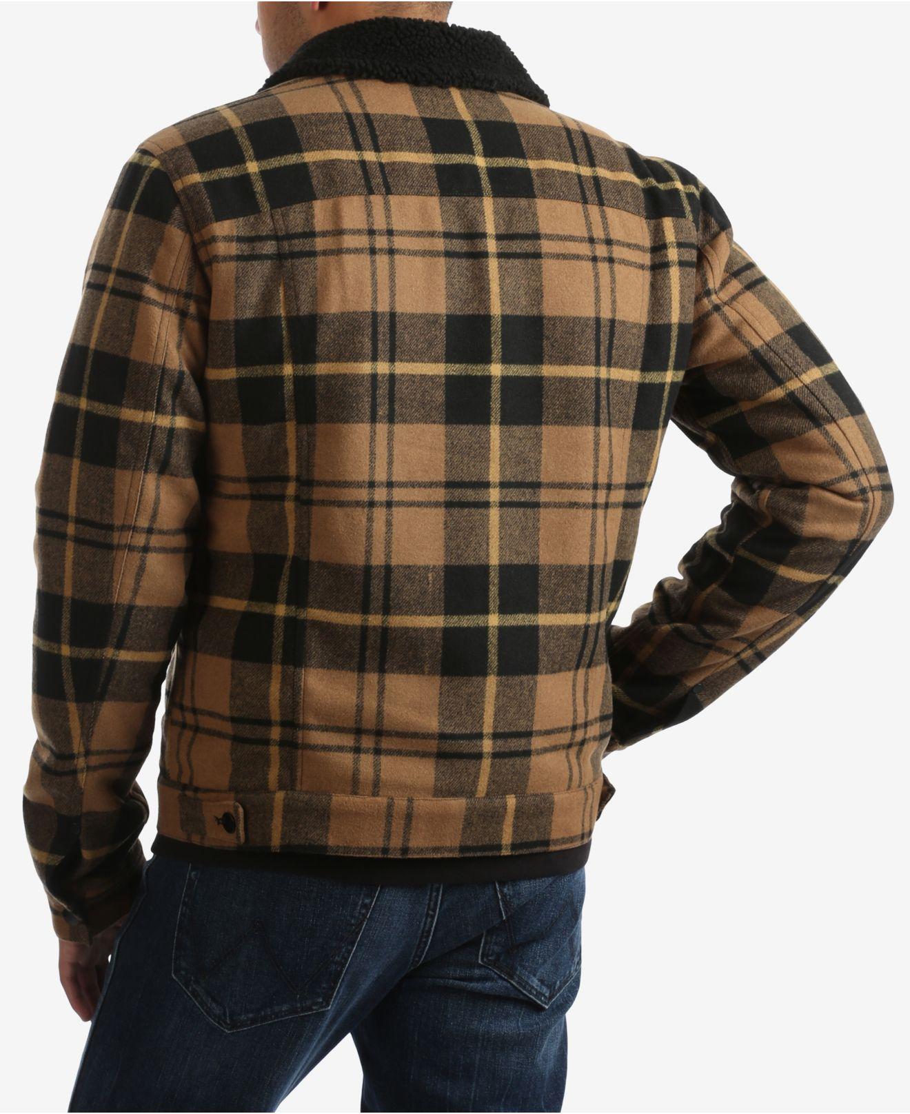 Lyst - Wrangler Borg Lined Check Wool Trucker Jacket In Golden Brown in