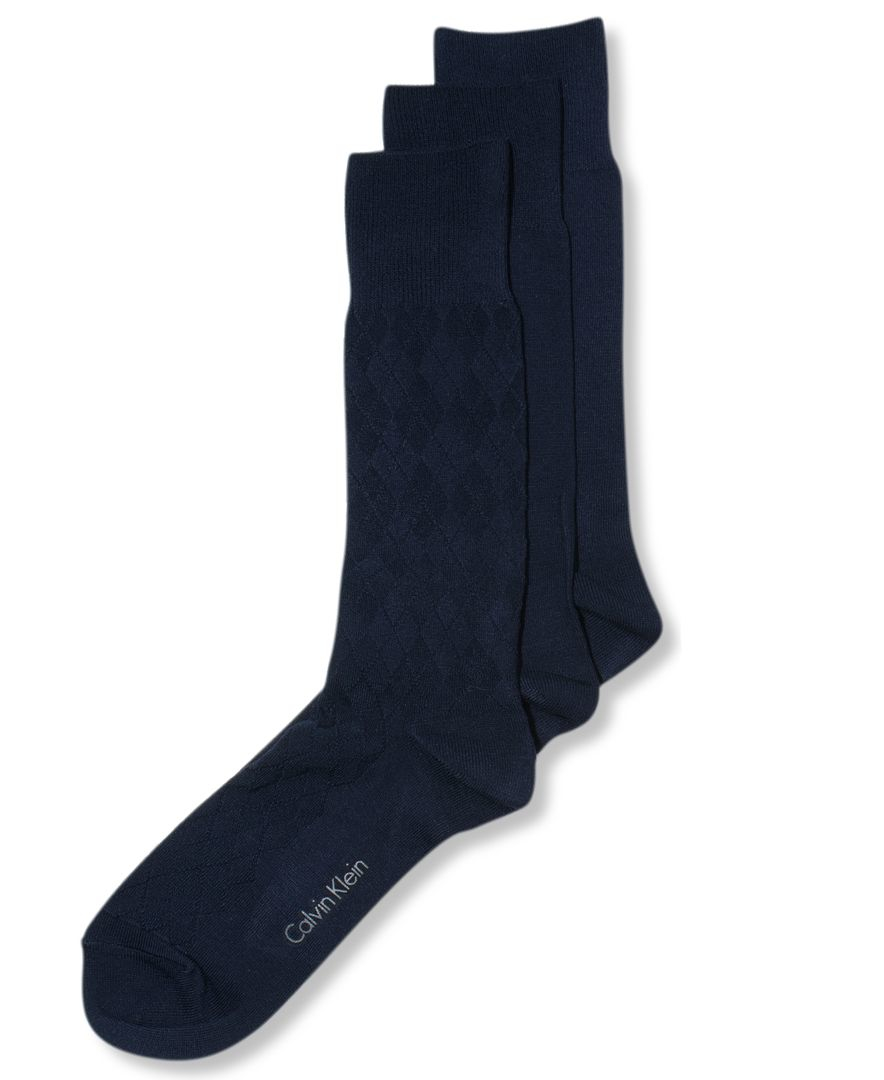 Calvin klein Men's Socks, Rayon Dress Men's Socks 3 Pack in Blue for