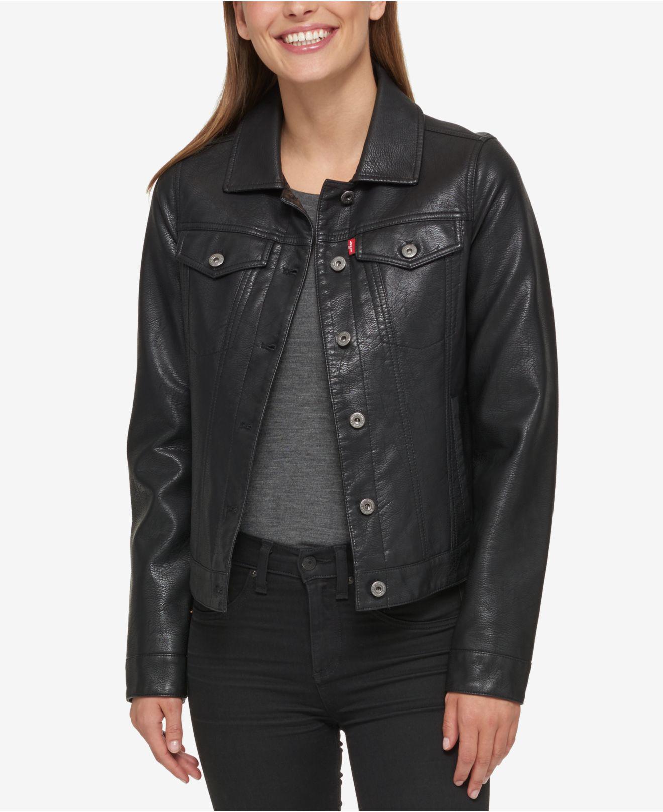 Lyst Levi S Buffed Cow Faux Leather Jacket In Black Levi S Women Black Buffed Cow Faux Leather Jacket