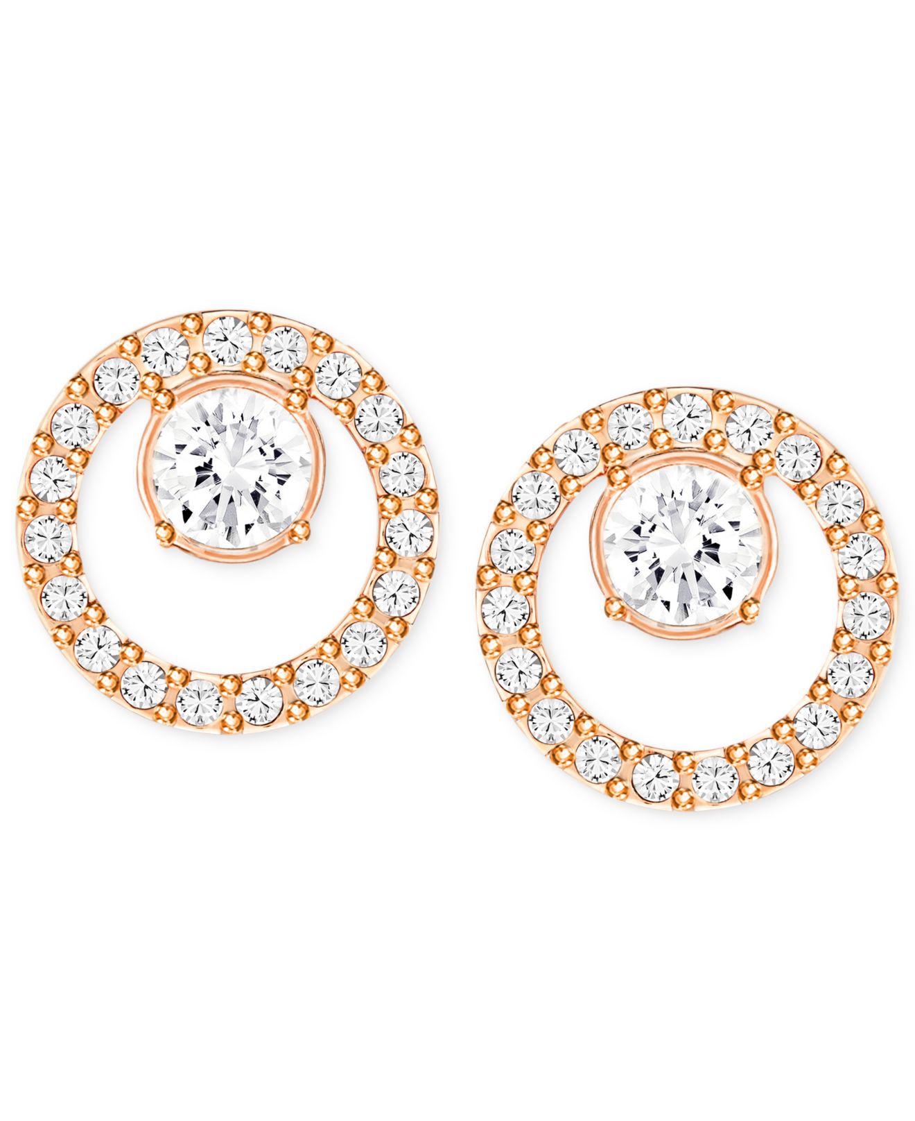 Lyst Swarovski Rose Gold Tone Pavé Circle And Crystal Stud Lyst Swarovski Rose Gold Tone Pavé Circle And Crystal Stud Earrings In Metallic