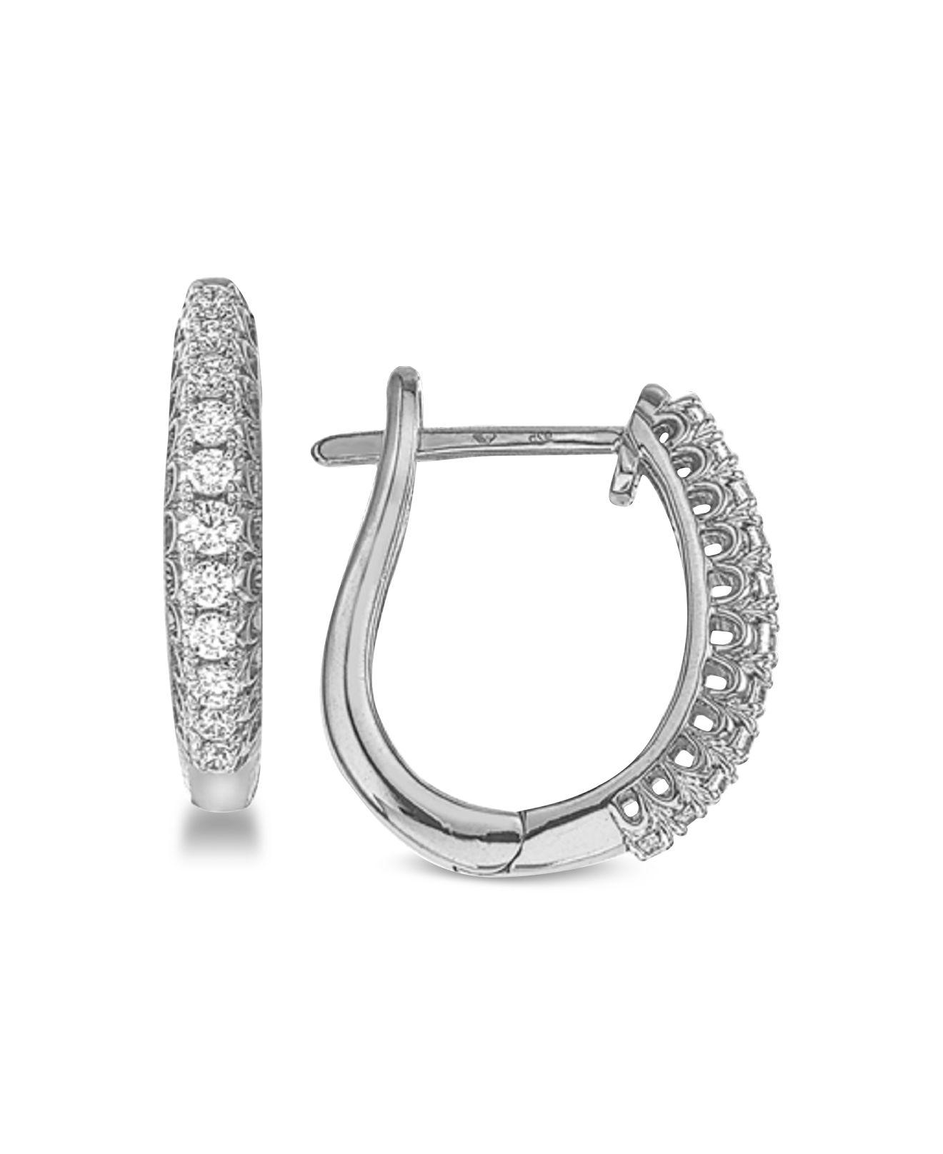 Lyst Macy's Diamond Hoop Earrings (1/4 Ct. T.w.) In 10k White Gold in