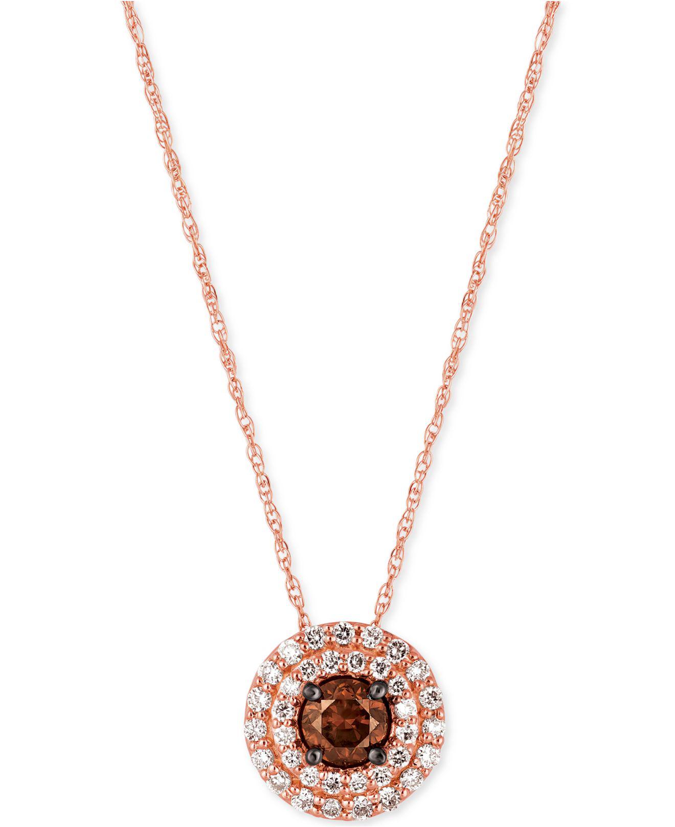 Lyst Le Vian Chocolate And White Diamond Circular Pendant Necklace Le Vian Women S Pink Chocolate And White Diamond Circular Pendant