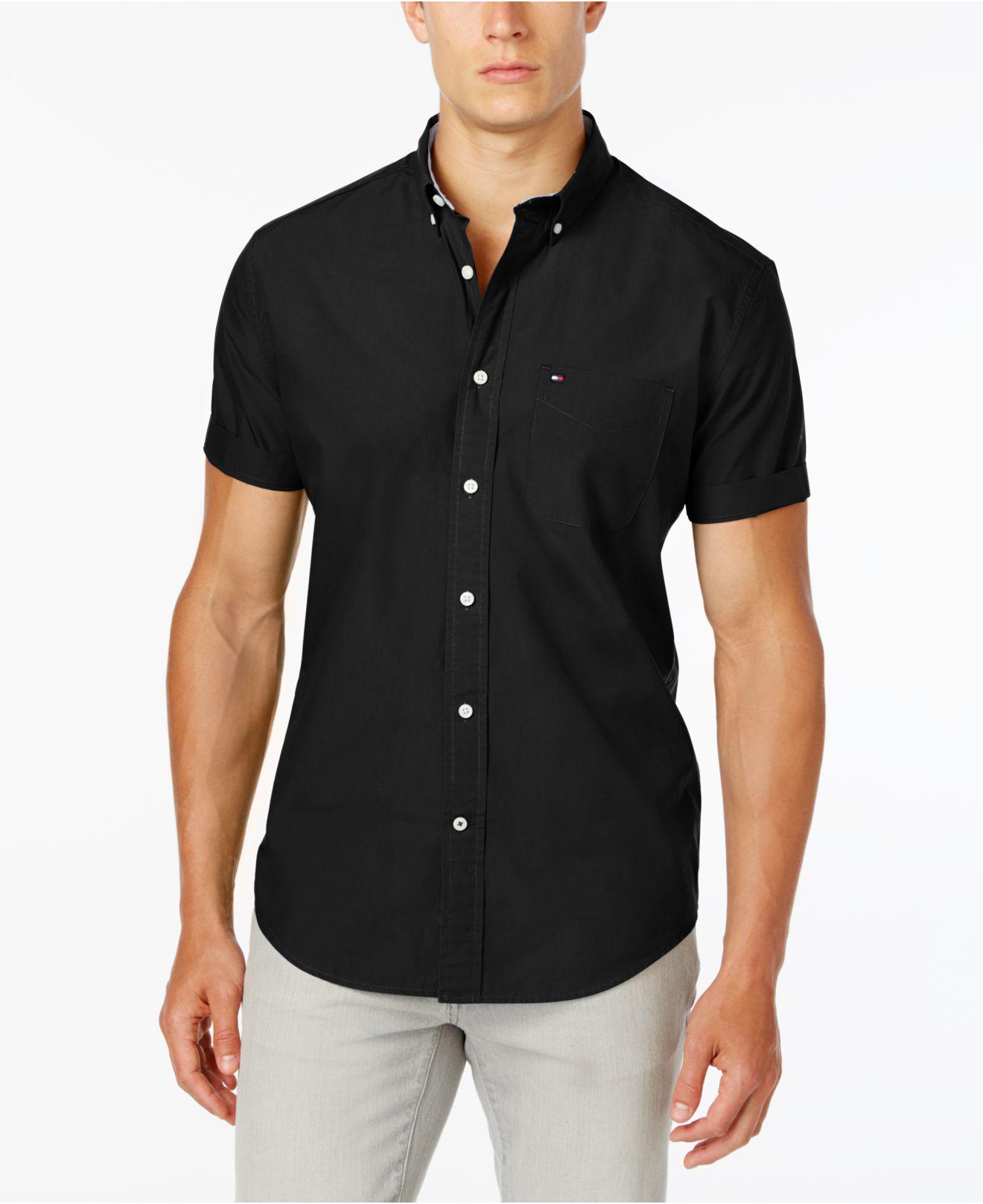Tommy Hilfiger Maxwell Short-sleeve Button-down Shirt in Black for Men ...