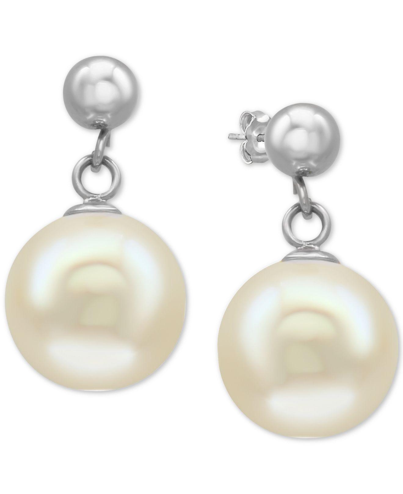 Effy Collection Effy® Cultured Freshwater Pearl (9mm) Drop Earrings In ...