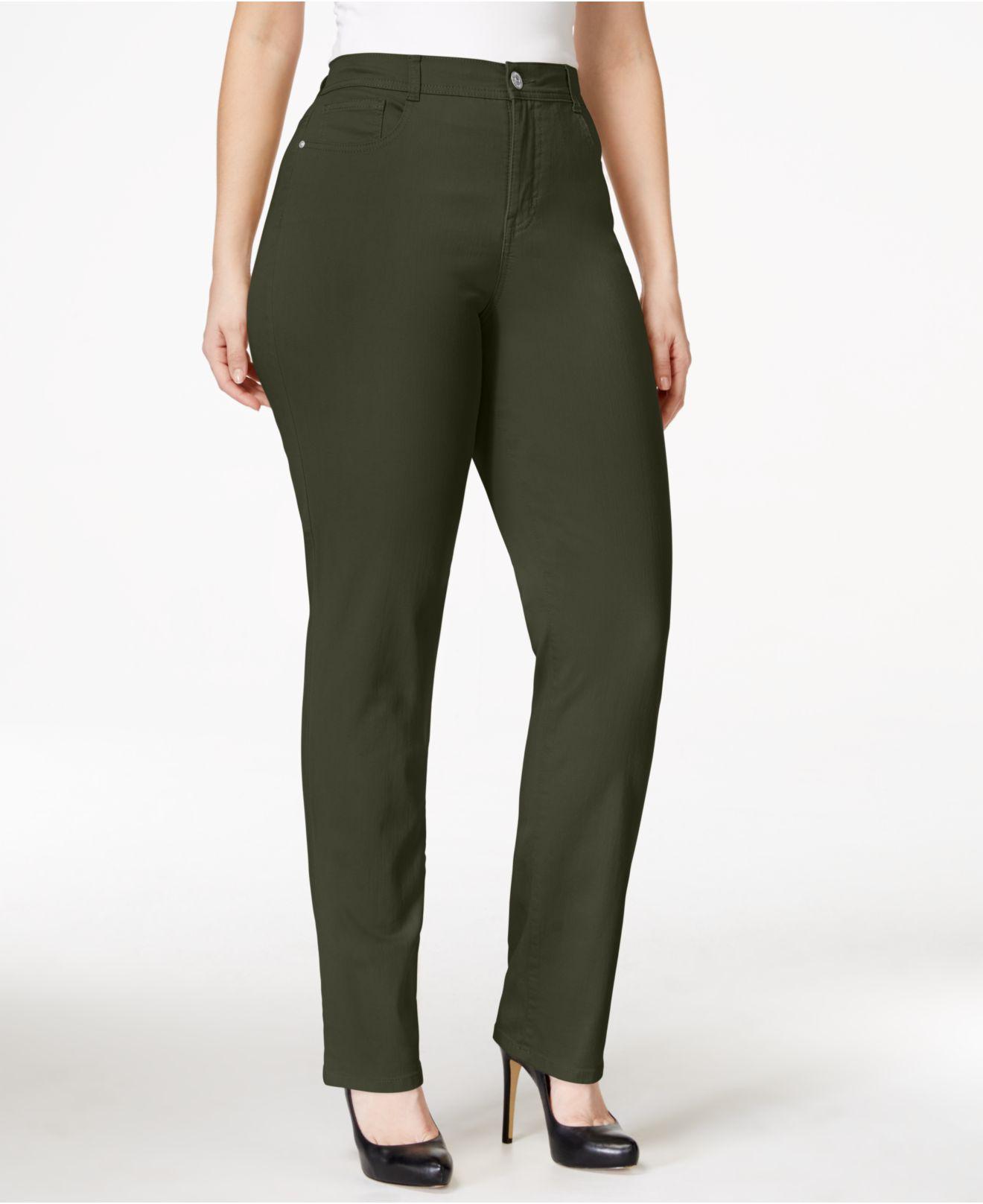 Lyst - Style & Co. Plus Size Jeans, Tummy Control Slim-leg in Green ...