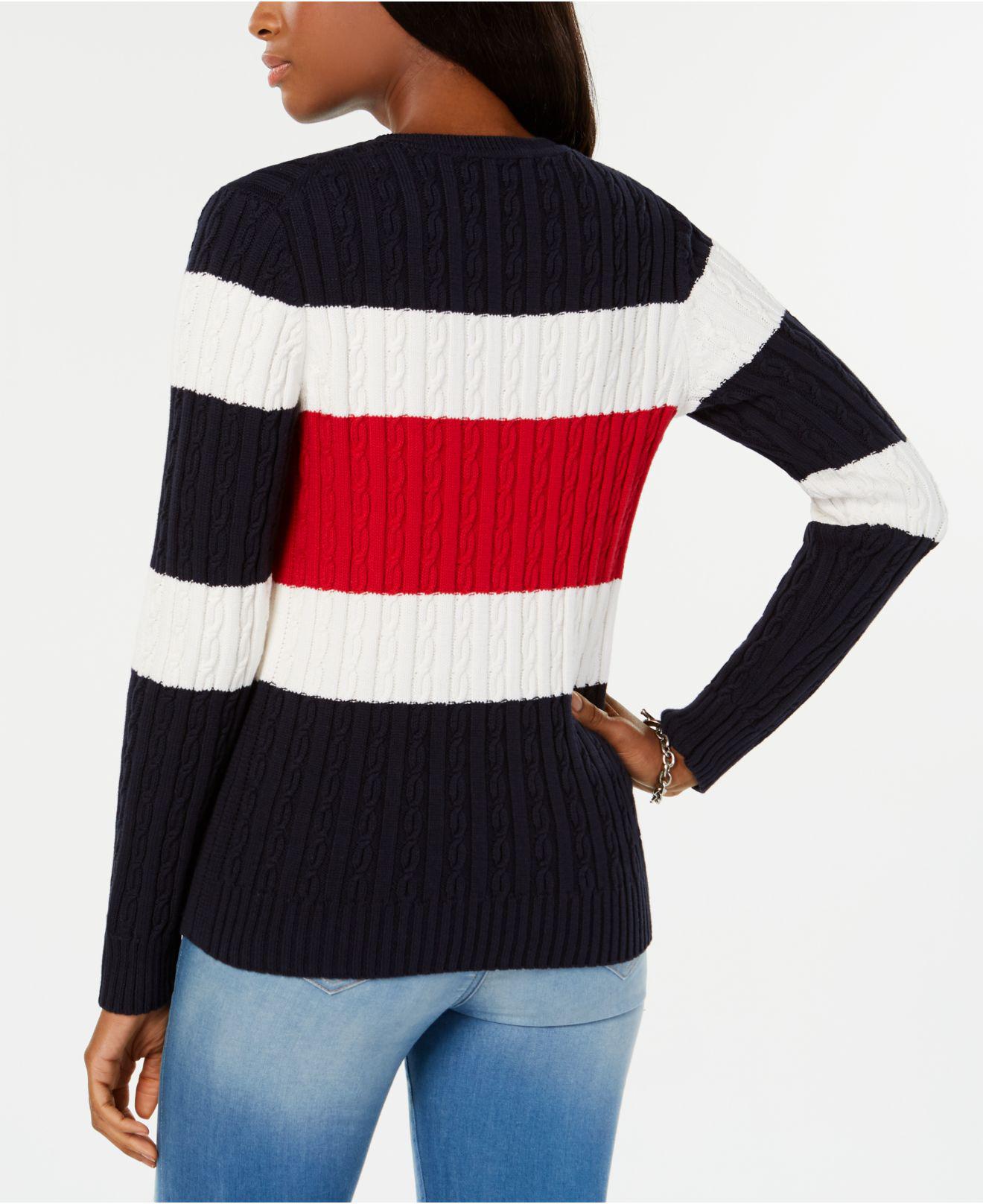 Lyst - Tommy Hilfiger Cotton Colorblocked Sweater, Created For Macy's