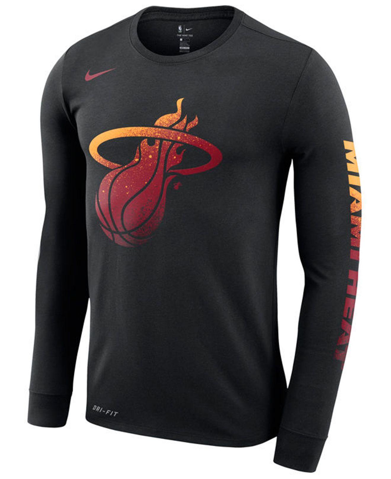 Nike Miami Heat Dry Mezzo Logo Long Sleeve T-shirt in Black for Men - Lyst