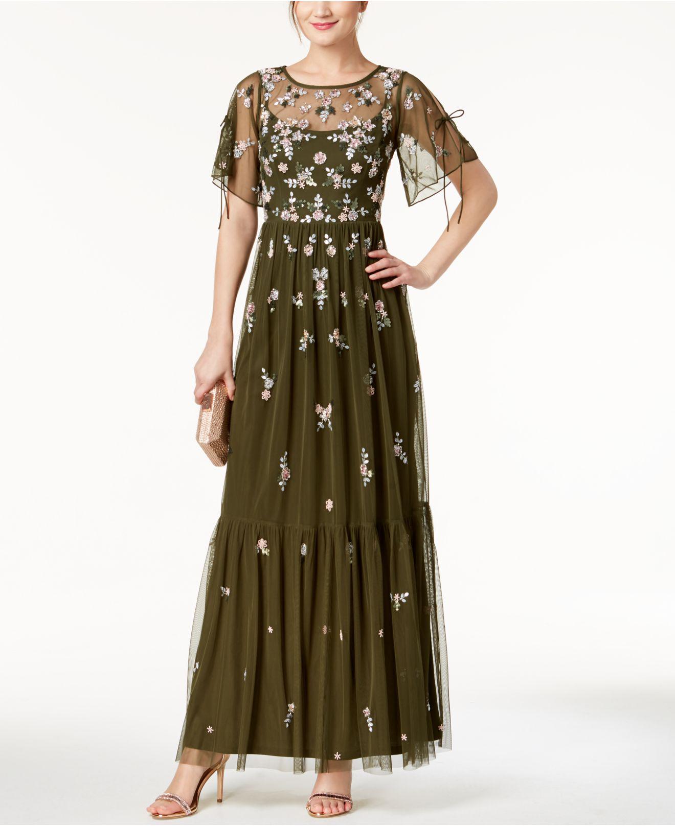 adrianna papell beaded evening gown