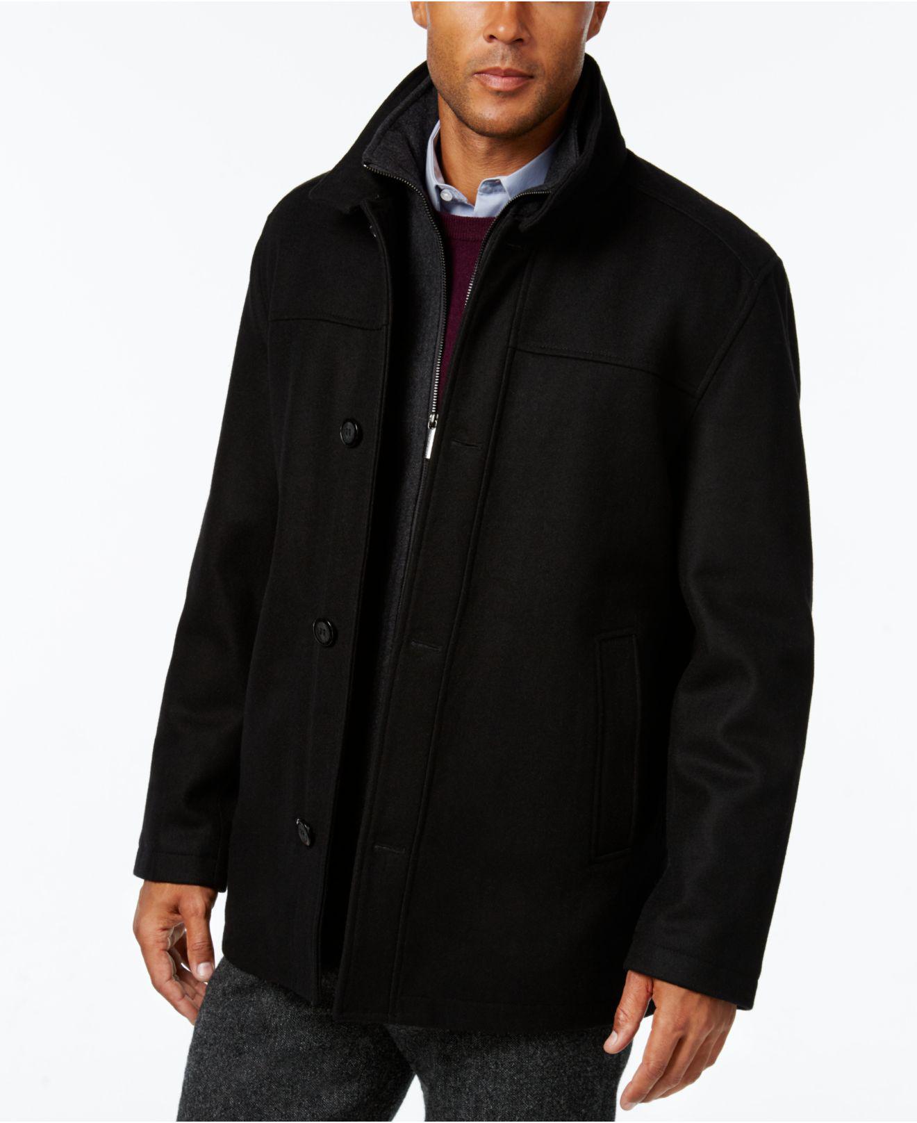 London fog Men's Wool-blend Layered Car Coat in Black for Men | Lyst