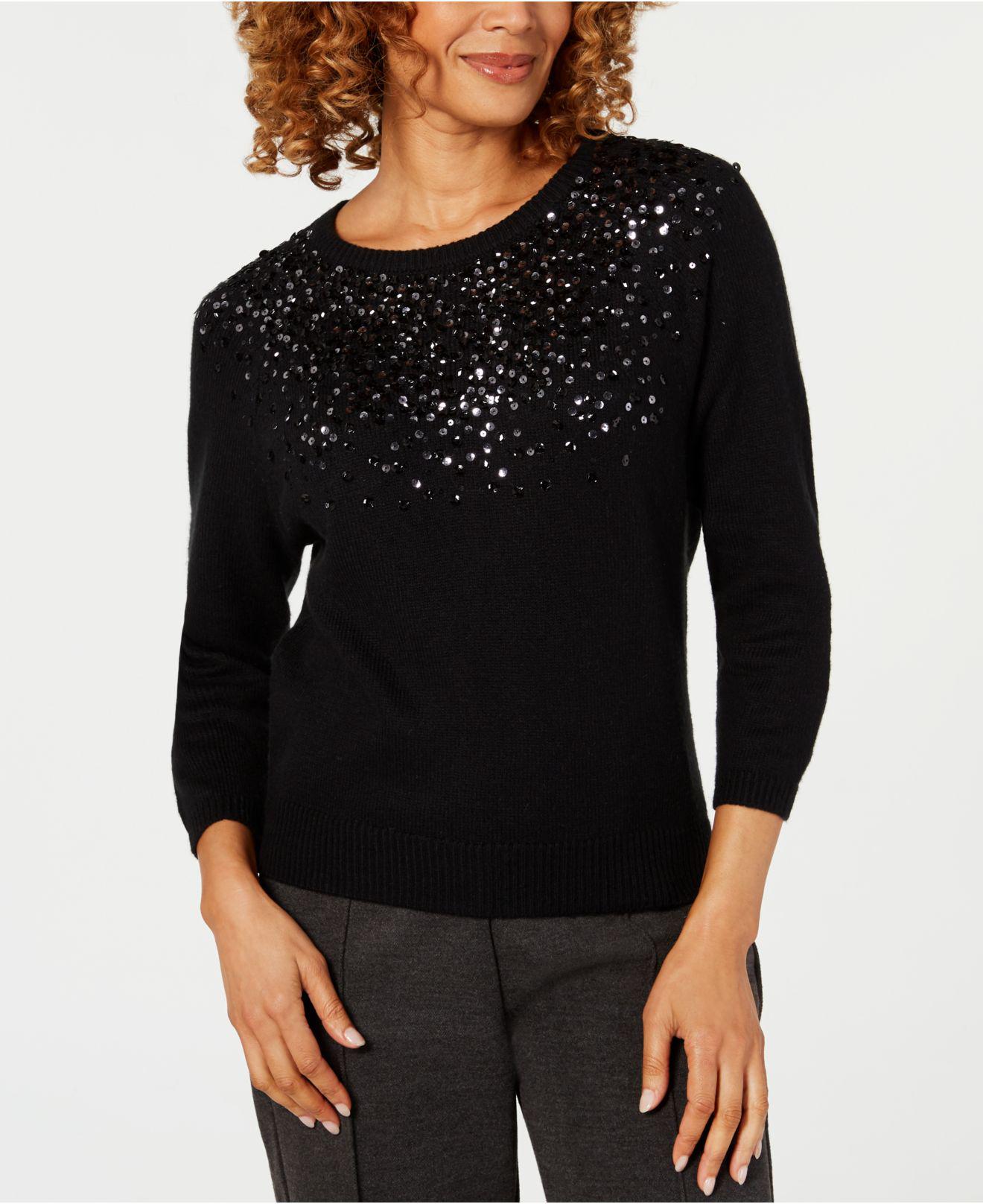 Lyst - Cece Sequin-embellished Sweater in Black - Save 61%