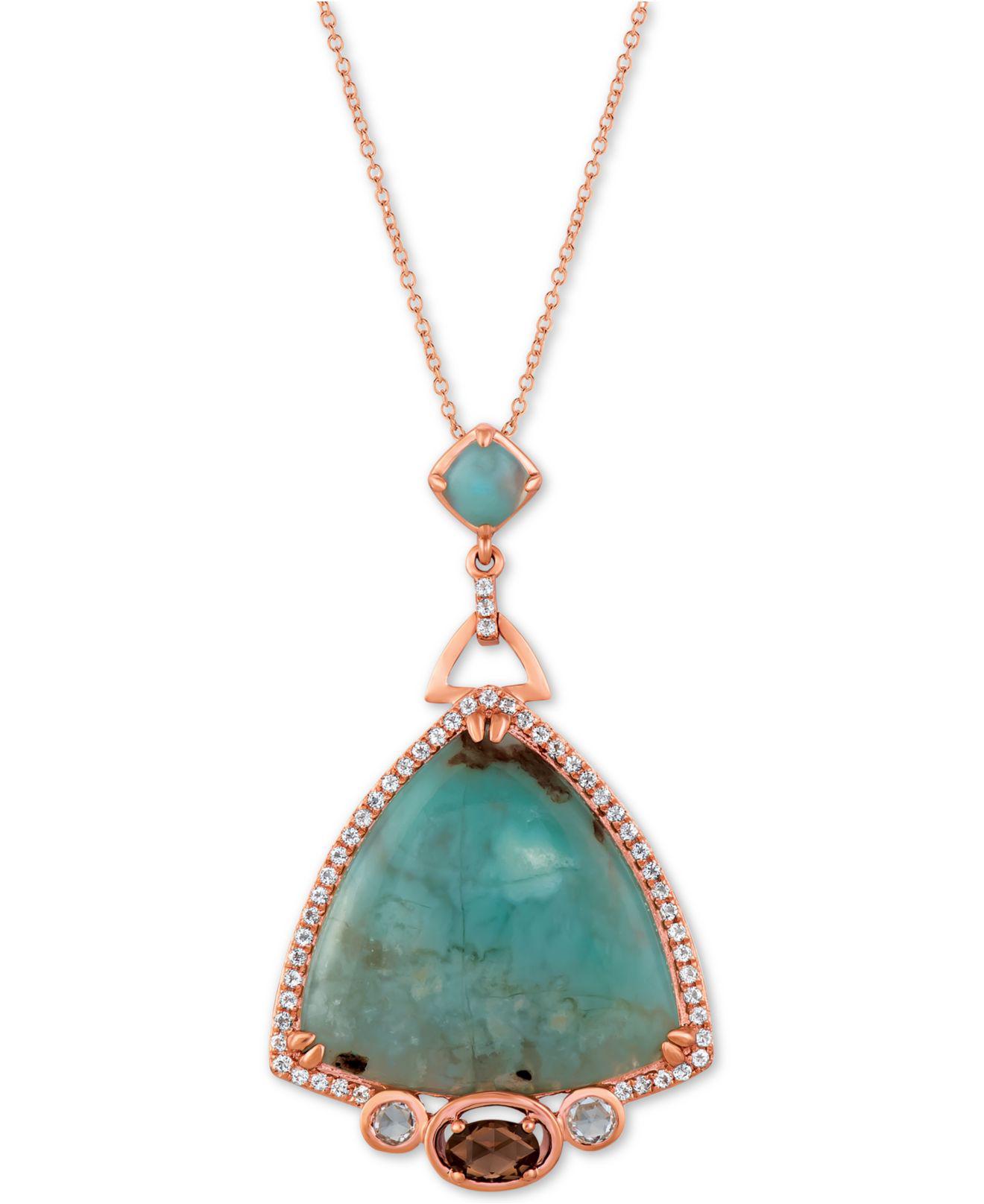 Lyst Le Vian Sky Aquaprase 24 X 24mm 5 X 5mm Multi Gemstone 7   Le Vian Rose Gold Sky Aquaprase 24 X 24mm 5 X 5mm Multi Gemstone 78 Ct Tw 18 Pendant Necklace In 14k Rose Gold Created For Macys 