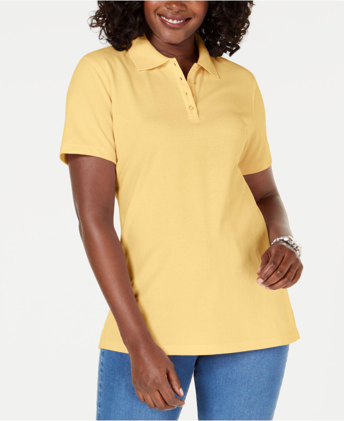 Lyst - Karen Scott Cotton Piqué Polo Top, Created For Macy's in Yellow
