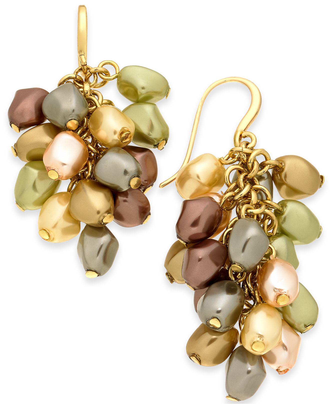 Lyst Charter Club Gold Tone Shaky Imitation Pearl Drop Earrings Charter Club