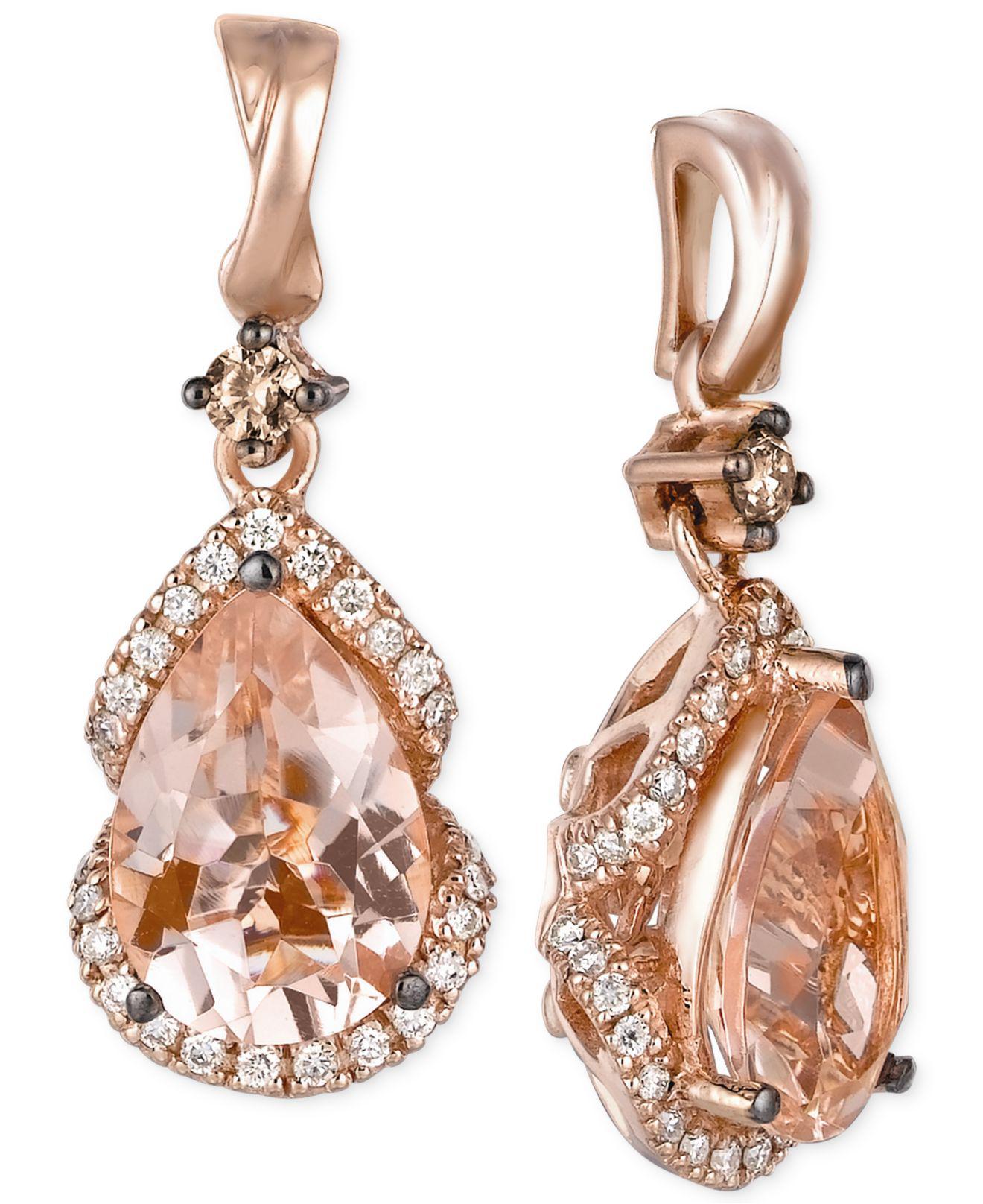 Lyst Le Vian Peach (23/8 Ct. T.w.) And Diamond (1/3 Ct. T.w.) Drop Earrings In 14k