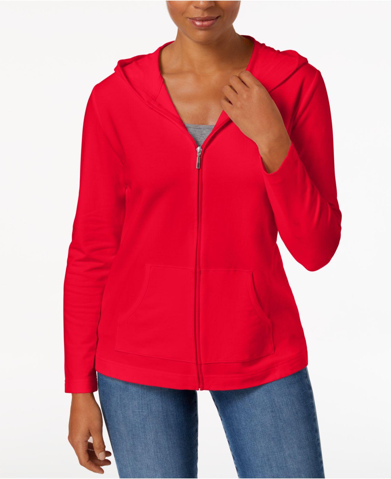 Lyst - Karen Scott Petite Solid Zip-front Hooded Jacket, Created For ...