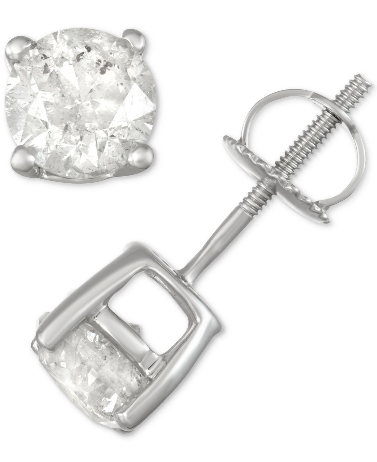 Lyst Macy S Diamond Stud Earrings 1 2 Ct T W In 14k White Gold Macy S Women Diamond Stud Earrings