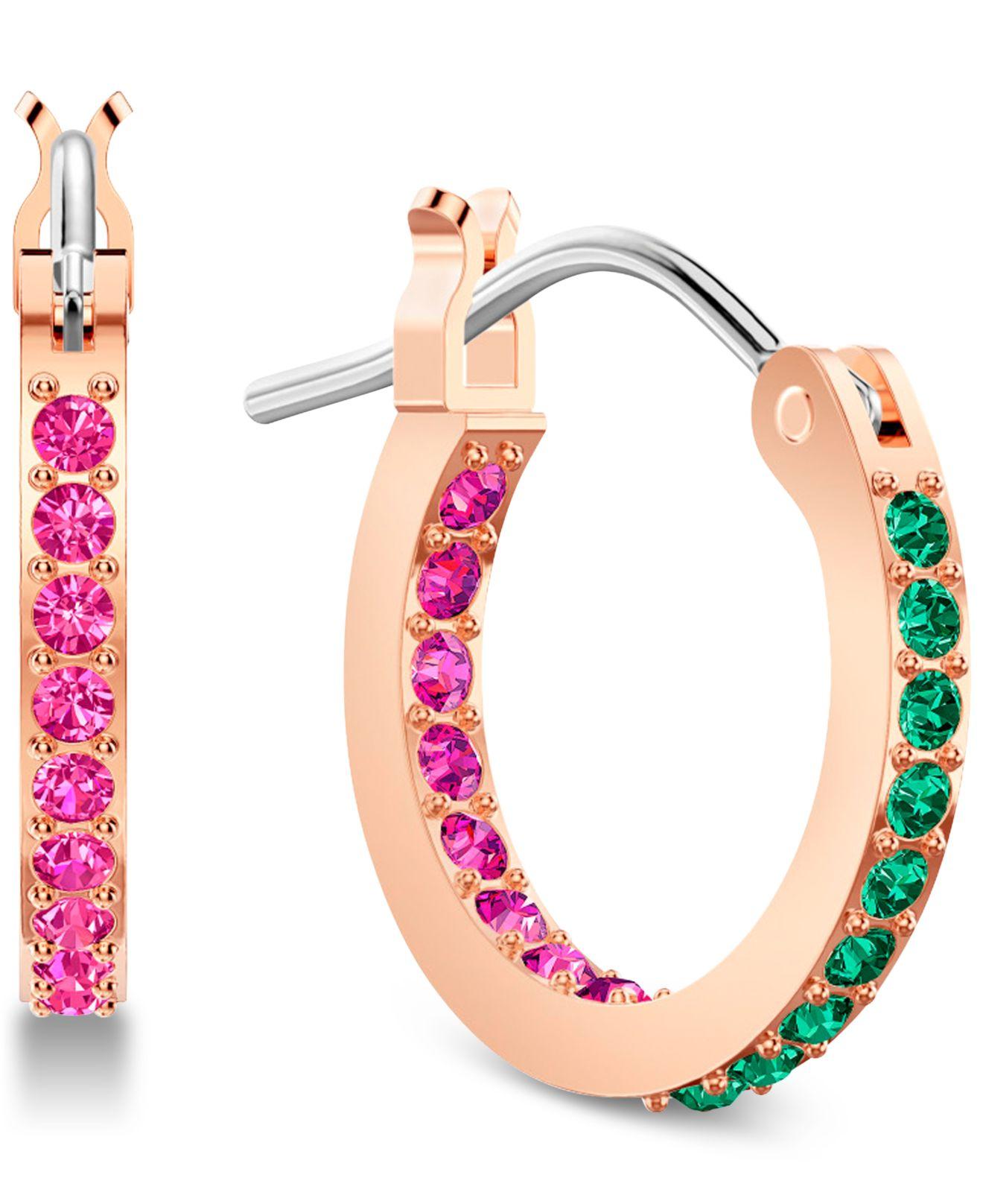 Lyst Swarovski Rose Goldtone Crystal Hoop & Lobster Drop Mismatch