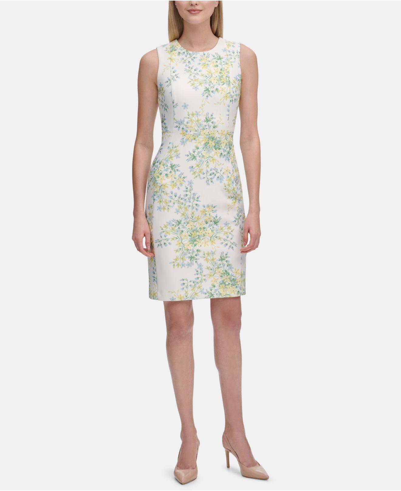 Lyst - Calvin Klein Floral-print Sleeveless Sheath Dress