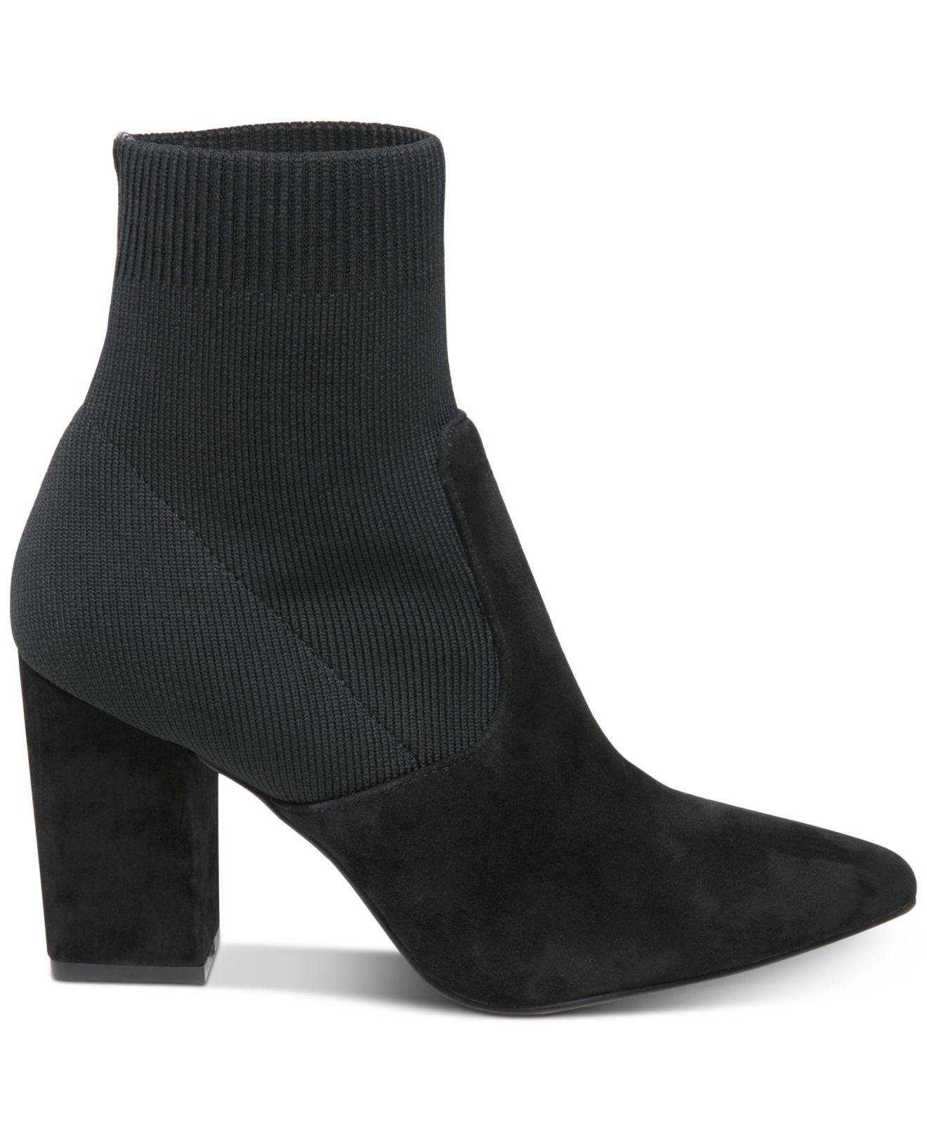 Steve Madden Suede Remy Sock Booties in Black Suede (Black) - Lyst